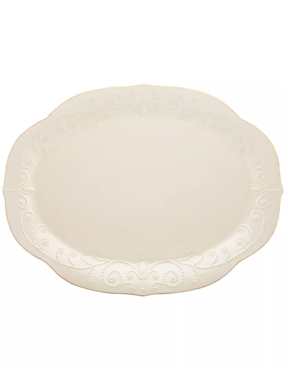 164$ Lenox French Perle 16 Oval Serving Platter Size One White